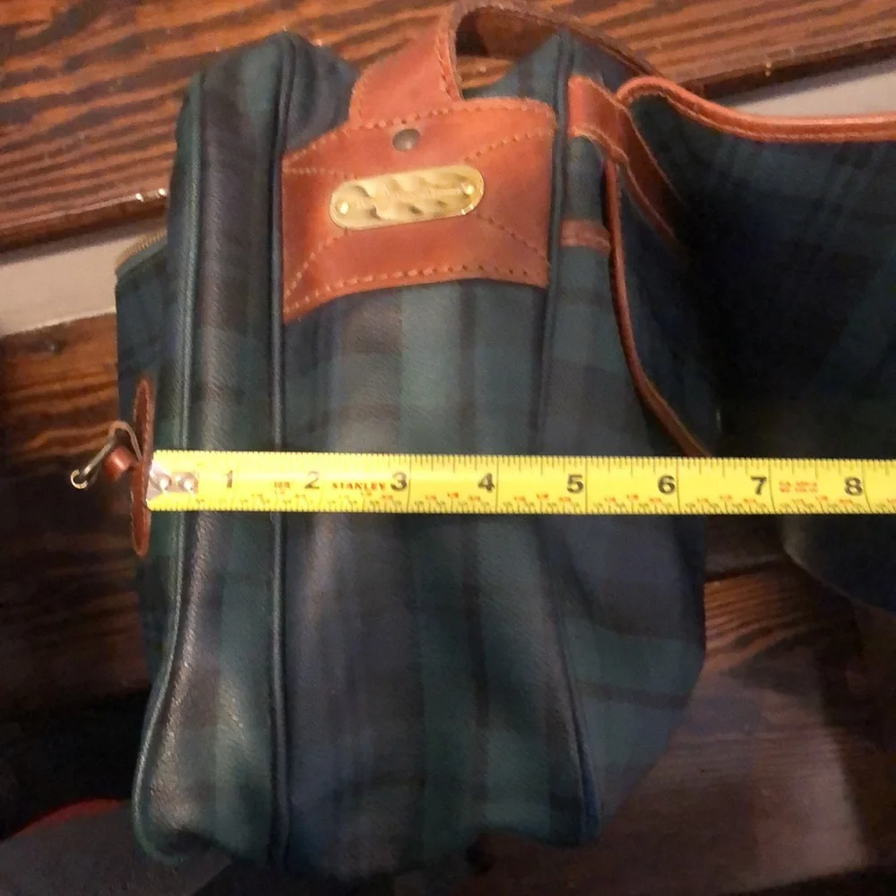 RALPH LAUREN Black Watch Plaid Crossbody Computer Messenger Tote Bag Vintage